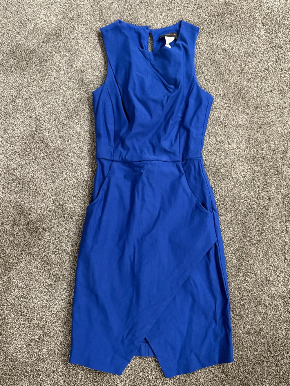 Teeze Me Cobalt Blue Sleeveless Wrap-Front Midi Dress